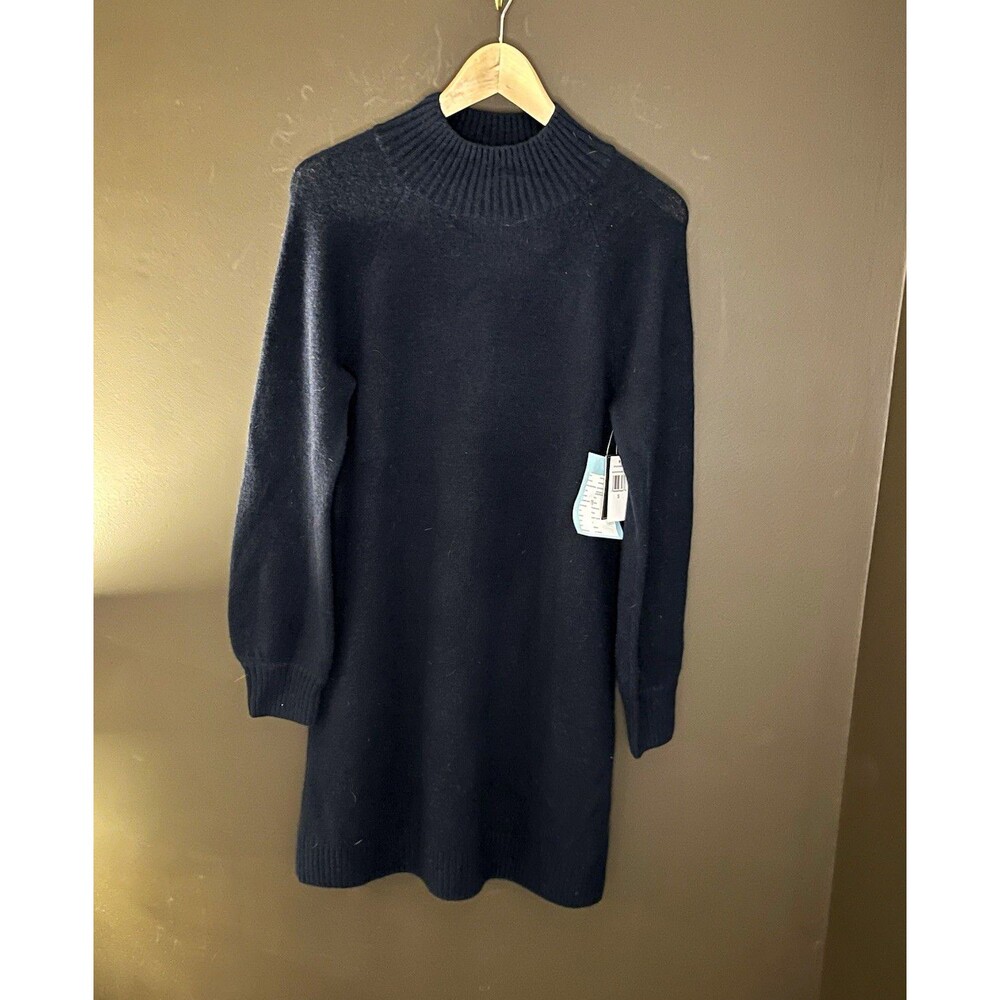 1.STATE Navy Turtleneck Sweater Dress S NWT AD Sample DS93985BS Belt Missing